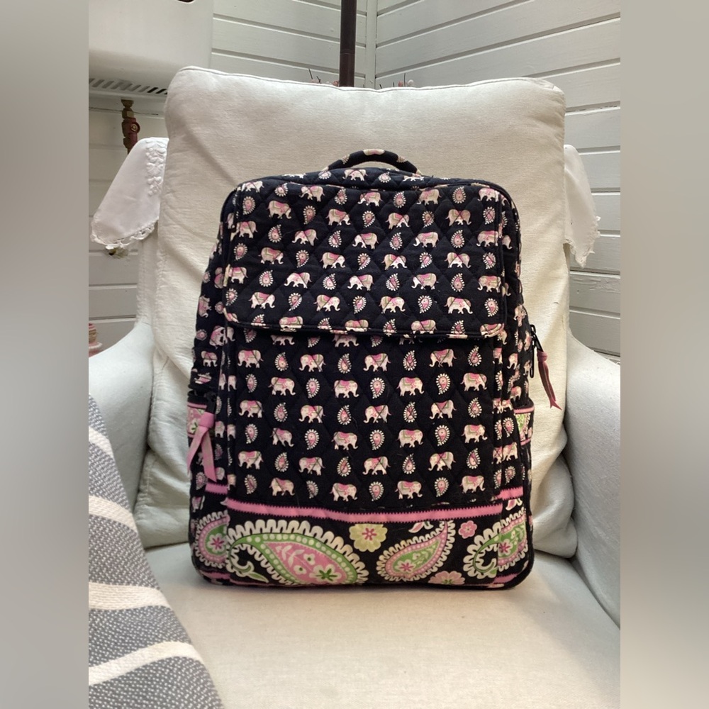 Vera Bradley Black and Pink Elephant Backpack